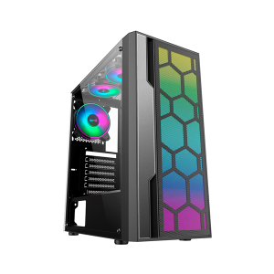 GABINETE GAMER KMEX CG02TT MULTIVERSO LED RGB S FAN PRETO CG02TTRH0010B0X