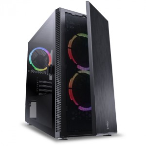 GABINETE MID-TOWER SOLID PRETO 3 FANS RGB LATERAL EM VIDRO TEMPERADO - SOPTRGB3FV