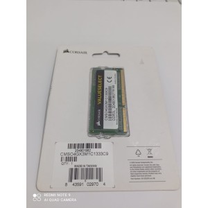 MEMORIA DDR3L 4GB 1333 NOTEBOOK CORSAIR VALUE SELECT CMS04GX3M1C1333C9